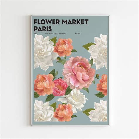 Paris Flower Market Poster Wall Art Abstract Flower Art Print Etsy