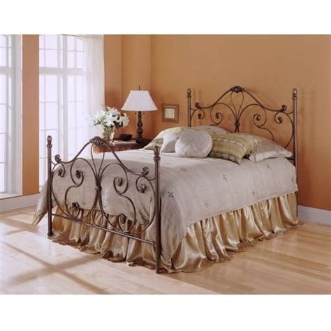 Queen Metal Bed With Headboard And Footboard In Majestic Finish Bed Styling Wrought Iron Beds