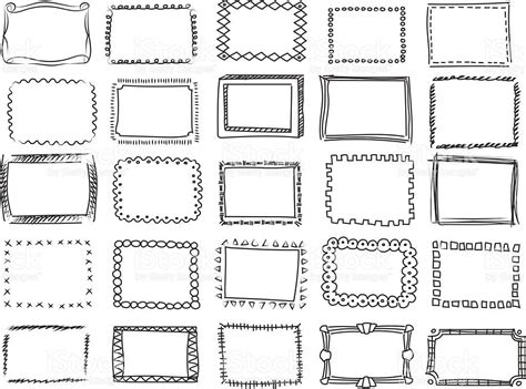 Simple Doodle Sketch Square Vector Frames Hand Drawn Borders Vector