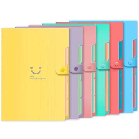 6pcs Extended File Folders With 5 Pocket Storage Pockets A4 Size For