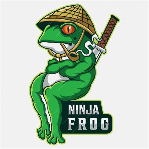 Premium Vector Ninja Frog Logo With The Titleninja Frog