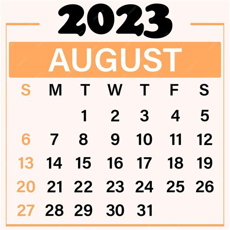 Premium Vector August 2023 Calendar Template Illustration