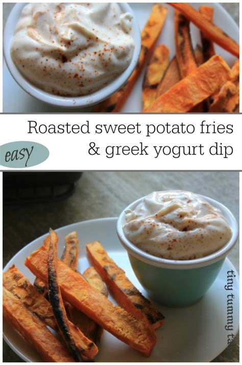 The yogurt sauce is not vegan. Roasted sweet potato fries & greek yogurt dip | tiny tummy tales