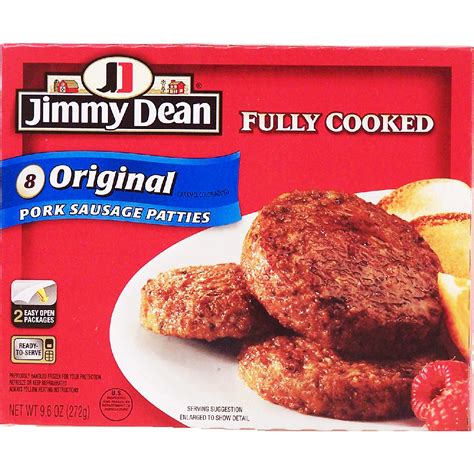 Jimmy Dean 8 Fully Cooked Pork Sausage Patties Original Style 96oz