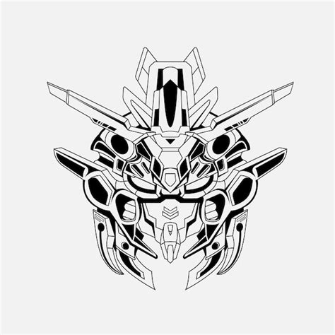 Premium Vector Black And White Hand Drawn Illustration Mecha Gundam