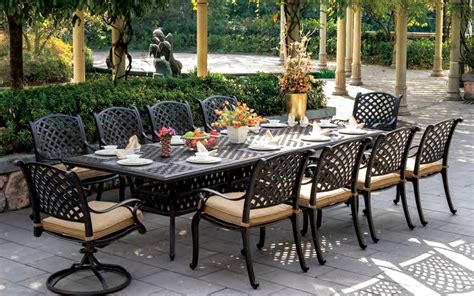 Patiotableandchairs.org welcomes you and hope you metals used for outdoor furniture are wrought iron and aluminum. Patio Furniture Dining Set Cast Aluminum 120" Rectangular ...