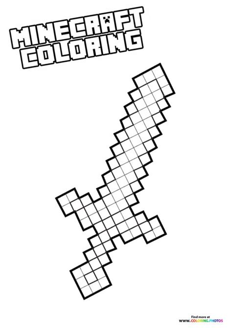 Minecraft Sword Coloring Pages For Kids