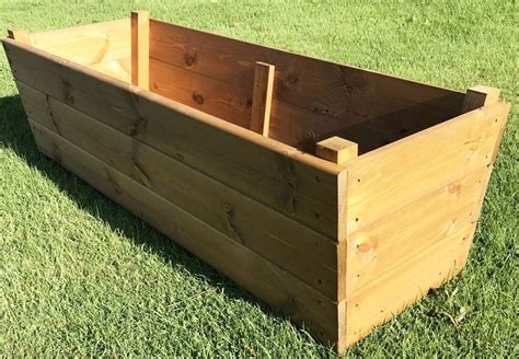large wooden deep rectangular garden planter trough uk garden products large wooden planters