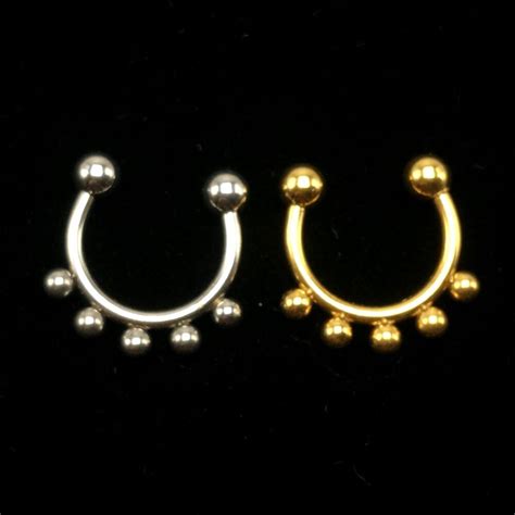 Fashion Womens Septum Nose Rings Clicker Fake Nose Piercing Stainless