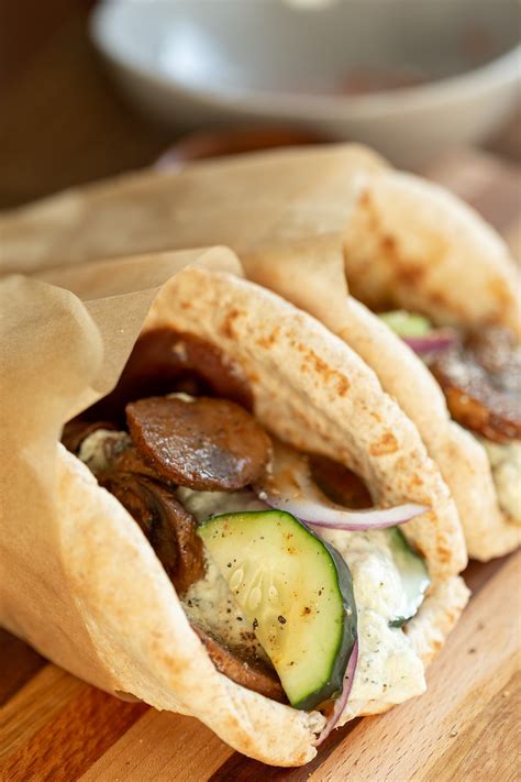 Vegan Gyros With Mushrooms And Tzatziki Vegan Richa