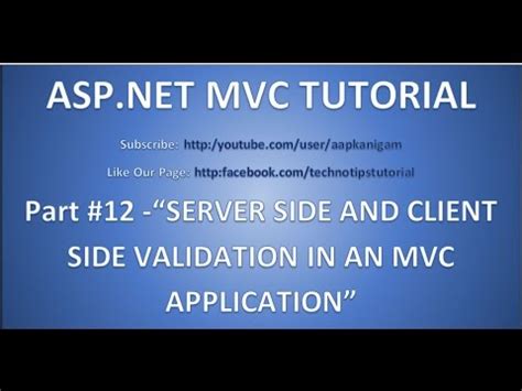 Part 12 Server Side And Client Side Validation In ASP NET MVC YouTube