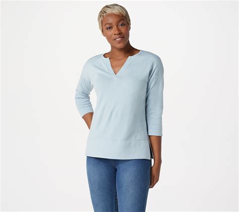 As Is Martha Stewart V Neck 34 Sleeve Sweater With Ribbed Details
