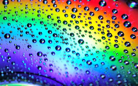 Multicolor Rainbows Water Drops Disc Reflections Wallpapers Hd