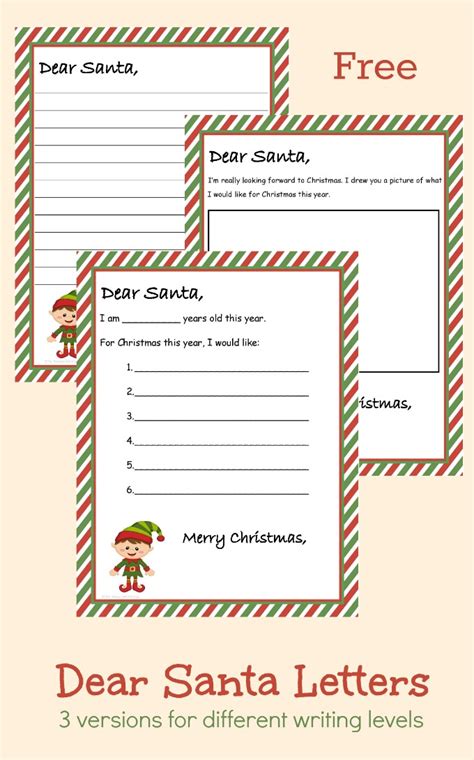 free printable dear santa letter 3 different versions