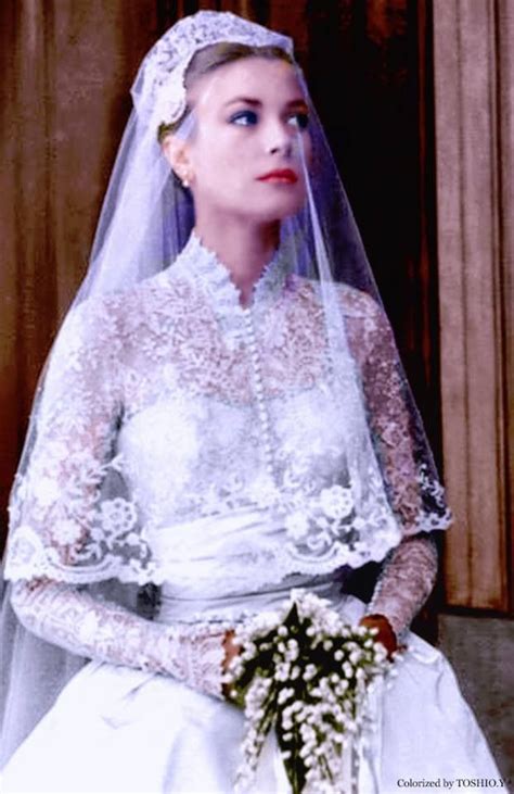 Grace Kelly In Her Famous Wedding Gown April 19th 1956 Helen Rose