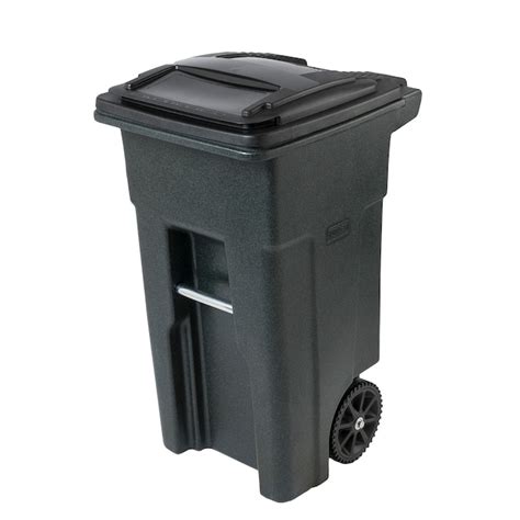 Toter 32 Gallons Greenstone Plastic Wheeled Kitchen Trash Can With Lid