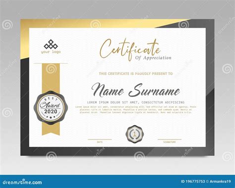 Modern Design Certificate Black And Gold Certificate Template Awards
