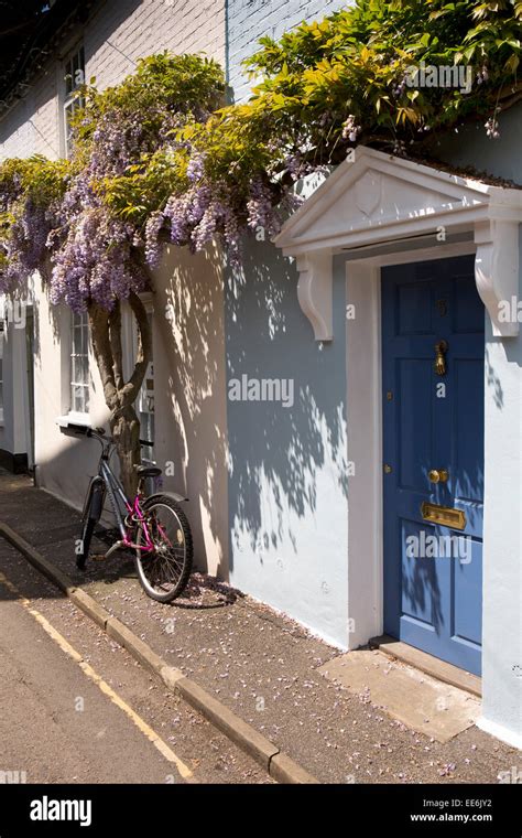 Uk London Twickenham Ferry Road Wisteria Hung Terraced Cottage Door