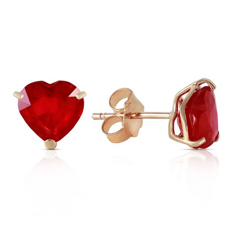 Carat K Solid Gold Stud Earrings Natural Heart Ruby Ebay