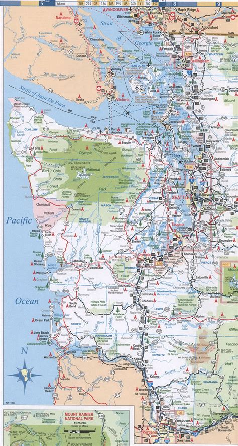 Map Of Washington State Detailed Map Coastal Highway For Free Use