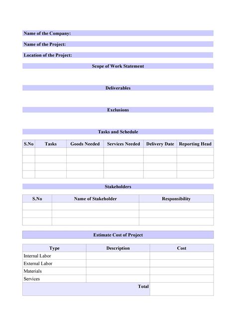Scope Of Work Template Ms Word Excel Templates Forms Checklists Riset