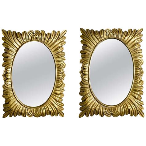 Pair Hollywood Regency Style Gilt Framed Mirrors At 1stdibs