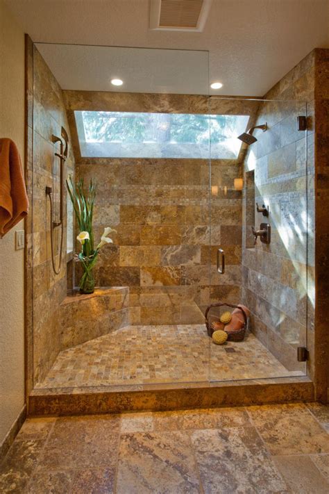 Personalise your own picture tile, choose your best picture and design online! Elegant Walk-In Shower With Tile Walls and Skylight | HGTV
