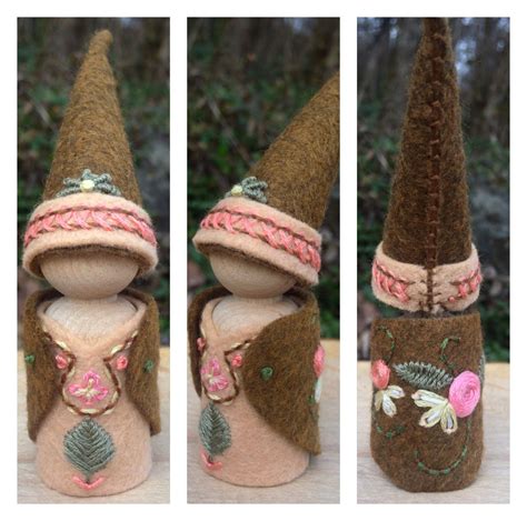 Beautiful She Gnome Hand Embroidered With Cotton Threads On Wool Felt