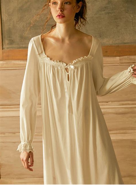 Victorian Vintage Cotton White Square Nightgown Victorian Etsy In