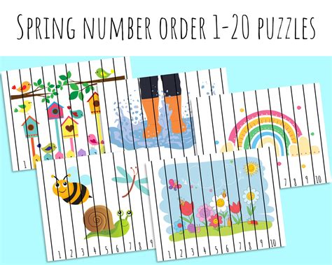 Spring Number Sequence Puzzles 1 20 Printable Number Etsy