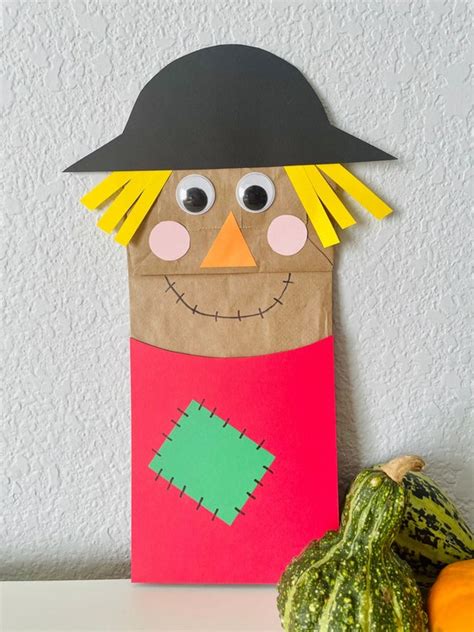 Fall Scarecrow Paper Bag Puppet Kit For Kids Etsy