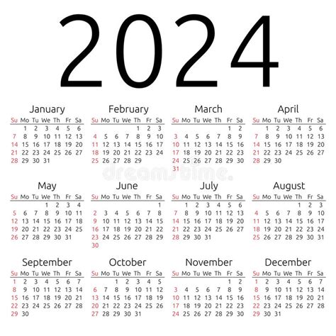 The following spreadsheet contains all calendar weeks in 2021. Calendario 2024, Domenica Di Vettore Illustrazione ...