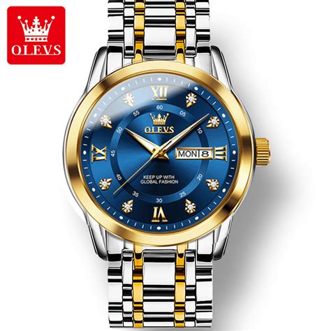 Olevs Mens Watches Fashion Gold Original Quartz Watch For Man