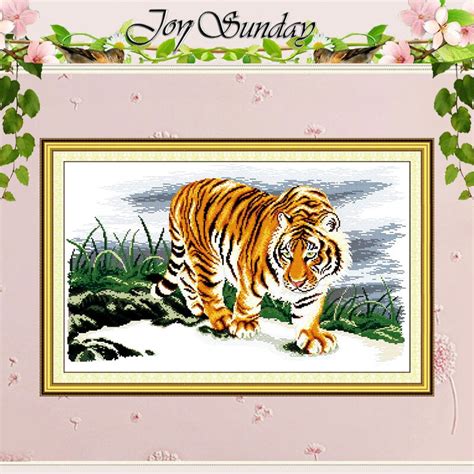 King Tiger Counted Cross Stitch Ct Printed Ct Handmade Cotton Cross