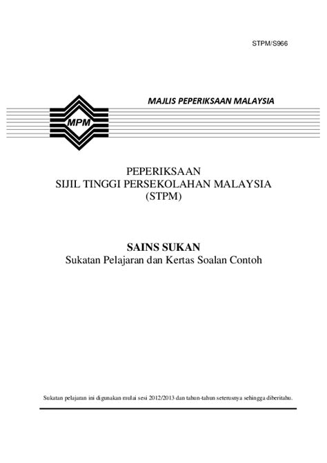 Looking for abbreviations of stpm? (PDF) STPM/S966 PEPERIKSAAN SIJIL TINGGI PERSEKOLAHAN ...