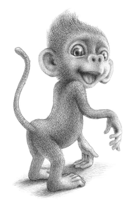 Pencil Sketch Of Monkey At Explore Collection Of