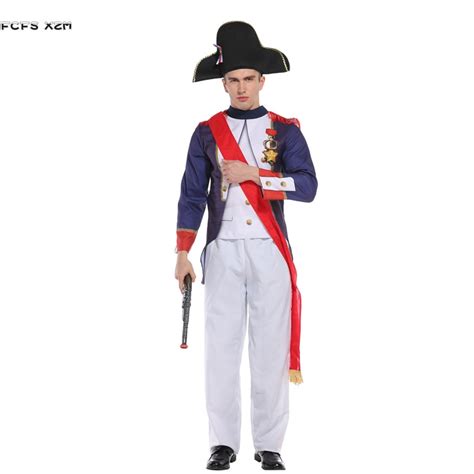 Men Napoleon Cosplays Warrior Soldier Musketeers Infantry Officer Suit
