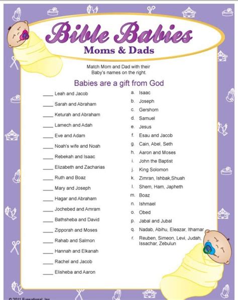 Baby Shower Games!!! Love these Bible Baby name games!!!! | Baby Shower ...