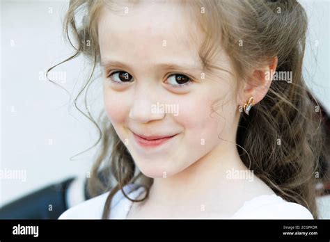 Portrait Of A Beautiful Six Year Old Girl Stock Photo Alamy