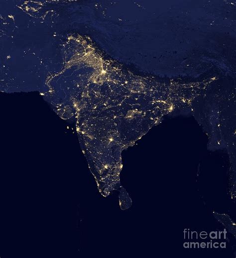 India At Night Satellite Image Photograph By Nasa Pixels