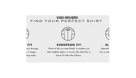 van heusen men's dress shirt size chart