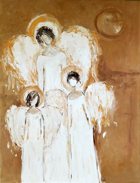 Three Angels Guardian Angel Art Christma Painting By Magdalena Walulik