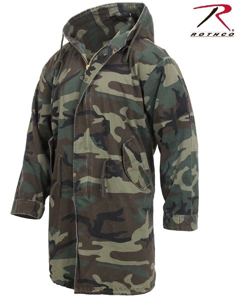 Mens Woodland Camouflage Military Type M51 Fishtail Parka Jacket Coat