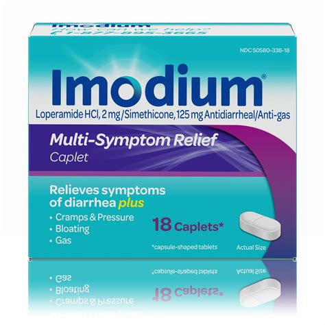Imodium Multi Symptom Relief Anti Diarrheal Medicine Caplets 18 Ct