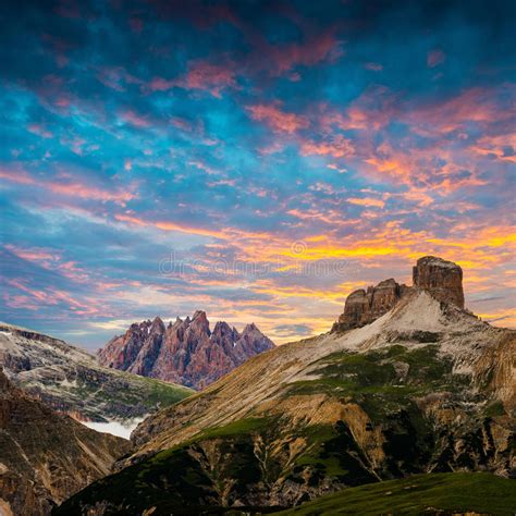 Tre Cime Di Lavaredo Dolomites Alps Italy Stock Image