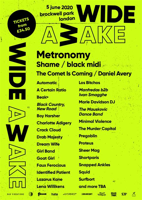 Oficiální vstupenky koupíte u festicket.com. Wide Awake Festival 2021 at Brockwell Park (London) on 4 Jun 2021 | Last.fm