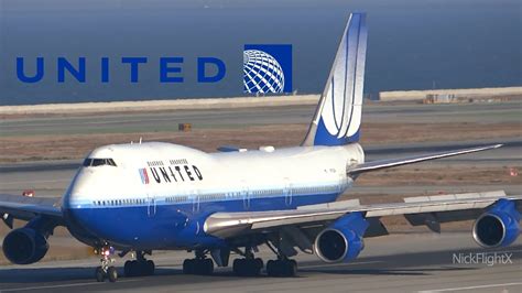 Hd Rare United Airlines 747 422 N178ua Tulip Livery Landing At San