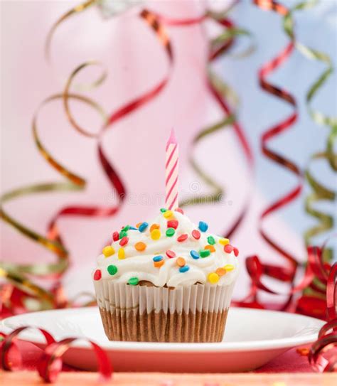 Happy Birthday Candles Cupcake Stock Photo Image Of Snack Decoration