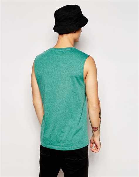 Lyst Asos Sleeveless T Shirt With Pocket In Green For Men