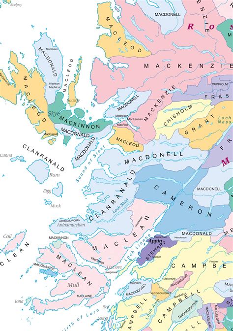 Elk rondje is daarbij in een vakantie te fietsen, het geheel waarschijnlijk. Historische Kaart Tartans Map of Scotland - clans van ...